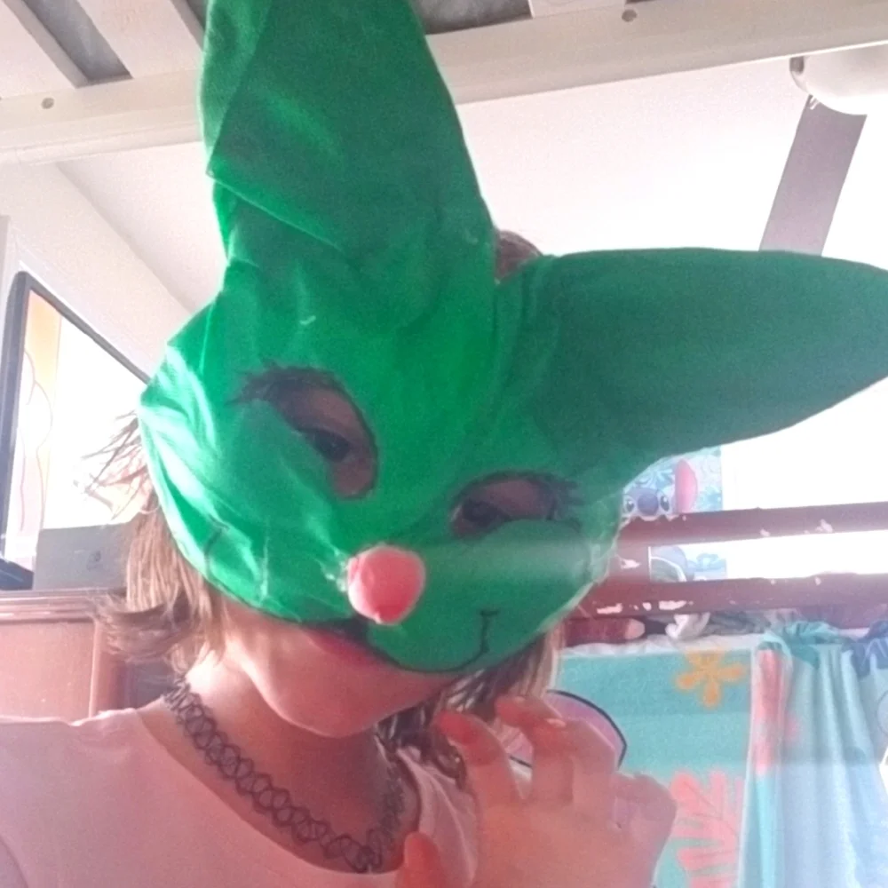 Green Bunny Kids Therian Mask